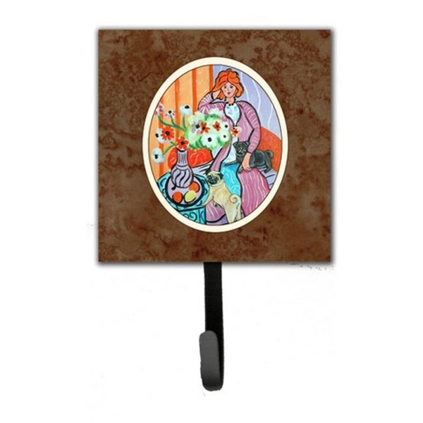 Carolines Treasures Lady with Her Pug Leash or Key Holder, 6 x 1.25 x 4.25 in. 7266SH4 - main